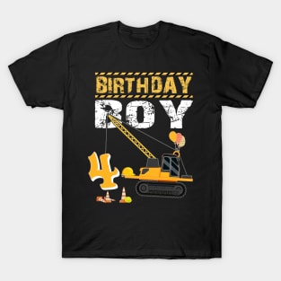 Birthday Boy 4th Birthday Excavator T-Shirt